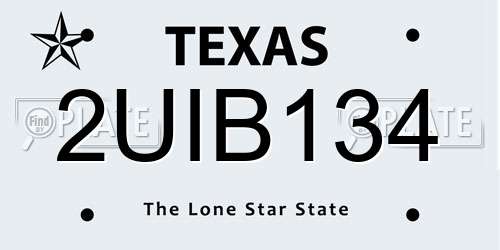 2UIB134 Texas License Plate
