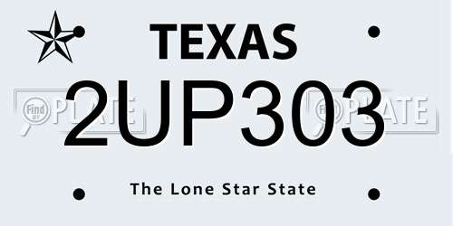 2UP303 Texas License Plate