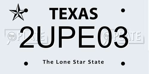 2UPE03 Texas License Plate