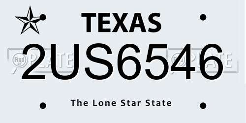 2US6546 Texas License Plate
