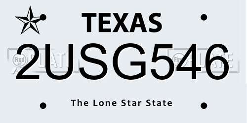 2USG546 Texas License Plate
