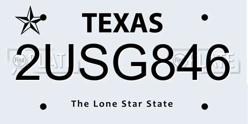 2USG846 Texas License Plate