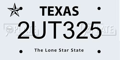 2UT325 Texas License Plate