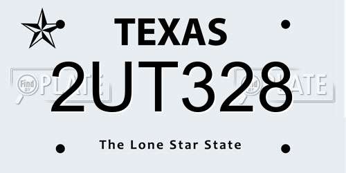 2UT328 Texas License Plate