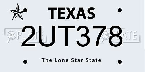 2UT378 Texas License Plate