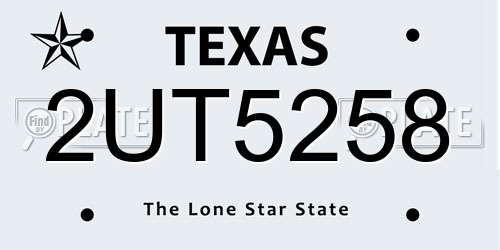 2UT5258 Texas License Plate