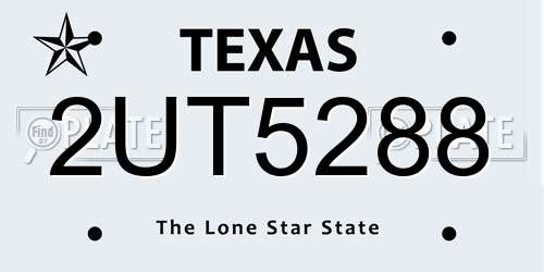 2UT5288 Texas License Plate