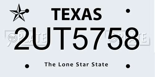 2UT5758 Texas License Plate