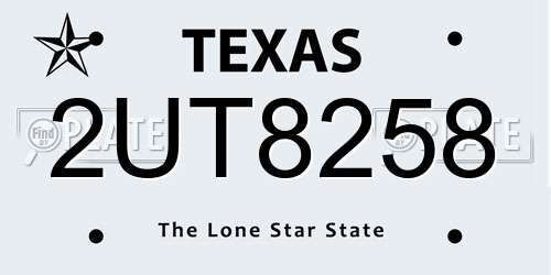 2UT8258 Texas License Plate