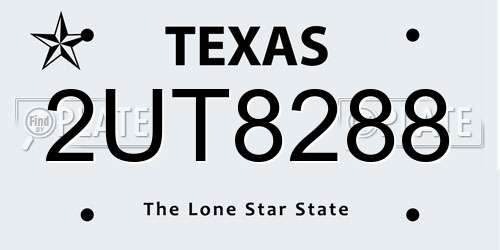 2UT8288 Texas License Plate