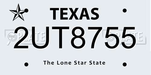 2UT8755 Texas License Plate