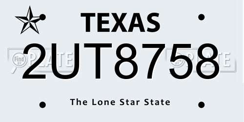 2UT8758 Texas License Plate