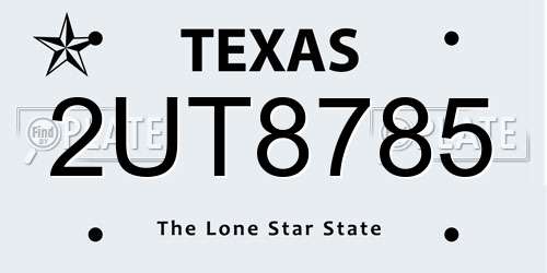 2UT8785 Texas License Plate