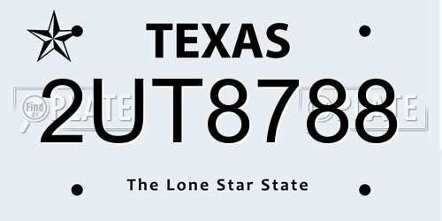 2UT8788 Texas License Plate