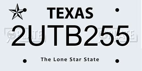 2UTB255 Texas License Plate