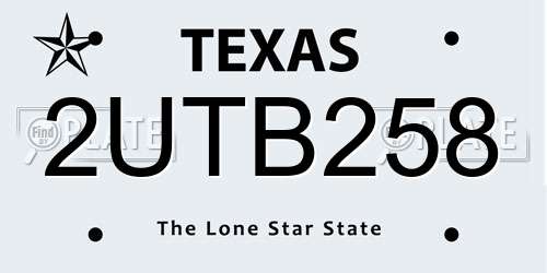 2UTB258 Texas License Plate