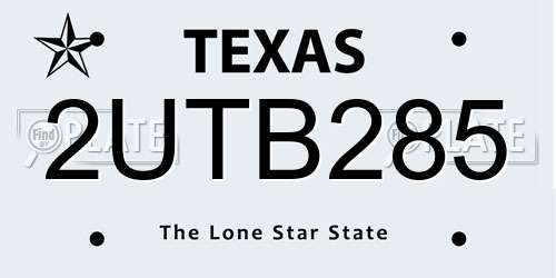 2UTB285 Texas License Plate