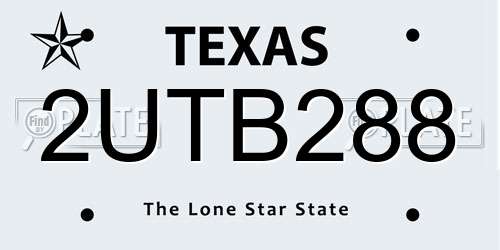 2UTB288 Texas License Plate