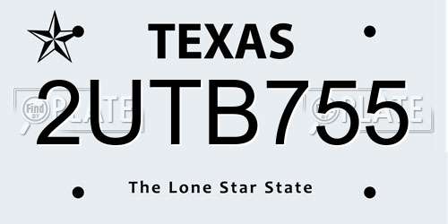 2UTB755 Texas License Plate
