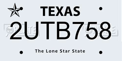 2UTB758 Texas License Plate