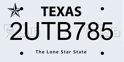 2UTB785 Texas License Plate