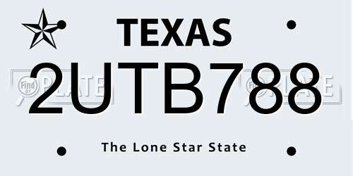 2UTB788 Texas License Plate
