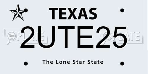 2UTE25 Texas License Plate