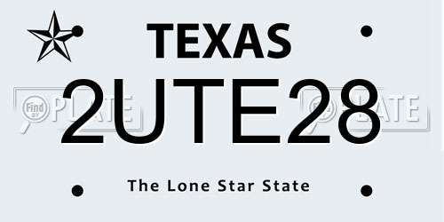 2UTE28 Texas License Plate