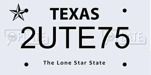2UTE75 Texas License Plate