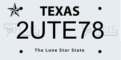 2UTE78 Texas License Plate