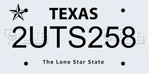 2UTS258 Texas License Plate
