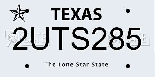 2UTS285 Texas License Plate