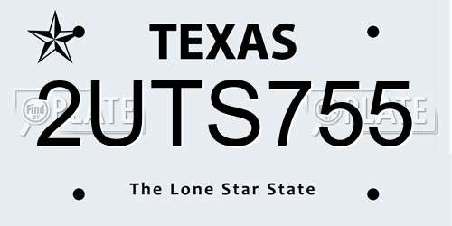 2UTS755 Texas License Plate