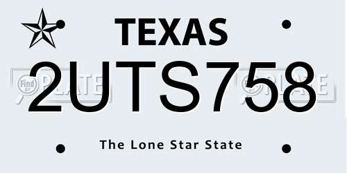 2UTS758 Texas License Plate