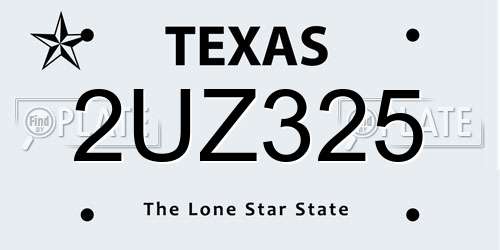 2UZ325 Texas License Plate