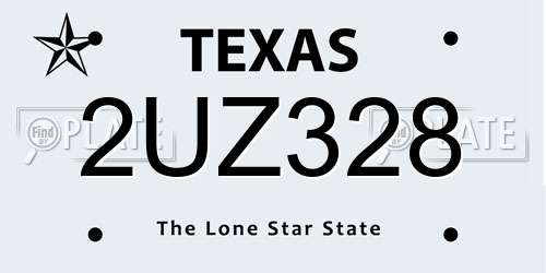 2UZ328 Texas License Plate