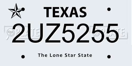 2UZ5255 Texas License Plate