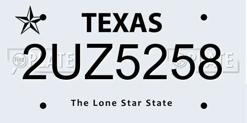 2UZ5258 Texas License Plate