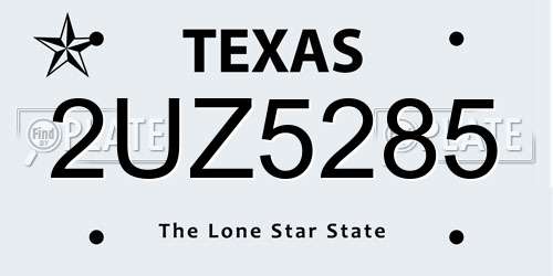 2UZ5285 Texas License Plate