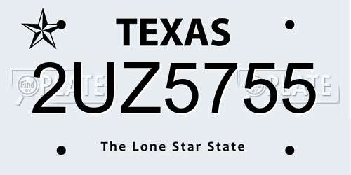 2UZ5755 Texas License Plate