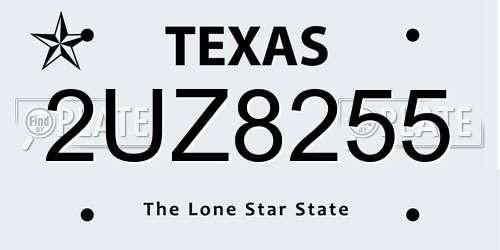 2UZ8255 Texas License Plate