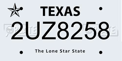 2UZ8258 Texas License Plate