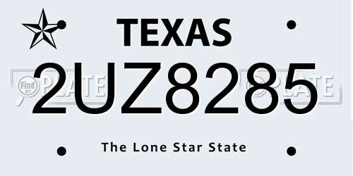 2UZ8285 Texas License Plate
