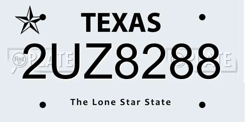 2UZ8288 Texas License Plate