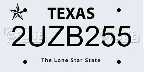 2UZB255 Texas License Plate