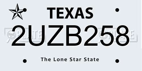 2UZB258 Texas License Plate