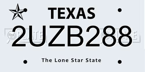 2UZB288 Texas License Plate