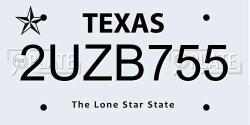 2UZB755 Texas License Plate
