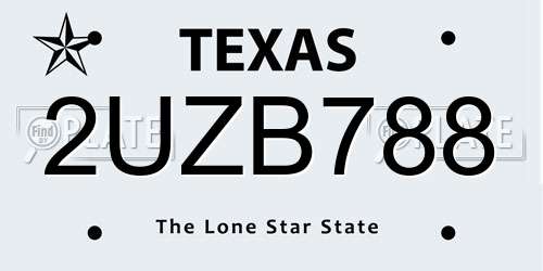 2UZB788 Texas License Plate