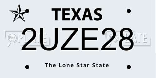 2UZE28 Texas License Plate